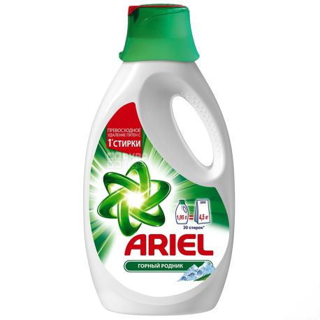 Ariel, 1,95 л, Рідкий пральний порошок, Гірський джерело, Автомат