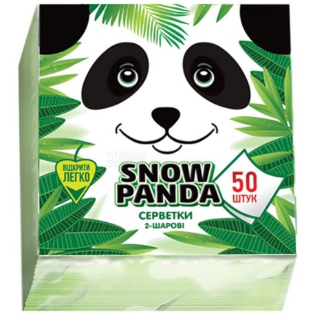 Снежная Панда, 50 шт., Салфетки столовые, 2-х слойные, 24x24 см, зеленые