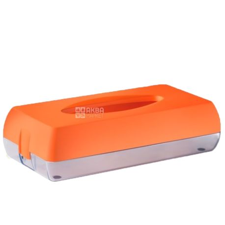 Colored Dispenser for facial tissue orange, plastic