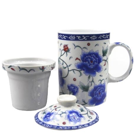 Blue Flower Cup with Teapot and Lid, 350ml