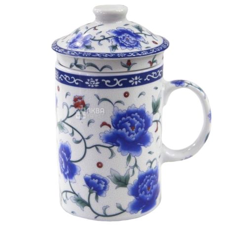 Blue Flower Cup with Teapot and Lid, 350ml