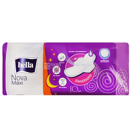 Bella, Nova Maxi, 10 шт., Гігієнічні прокладки, нічні, 5 крапель