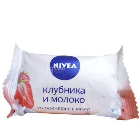 Nivea, 90 г, Мыло увлажняющее, Клубника и молоко
