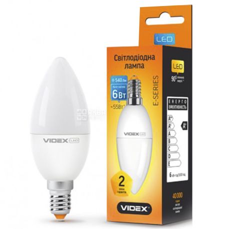 VIDEX LED, Упаковка 10 шт., Лампа светодиодная, цоколь E14, 6 W, 4100К, 220V, холодное белое свечение, 540 Lm