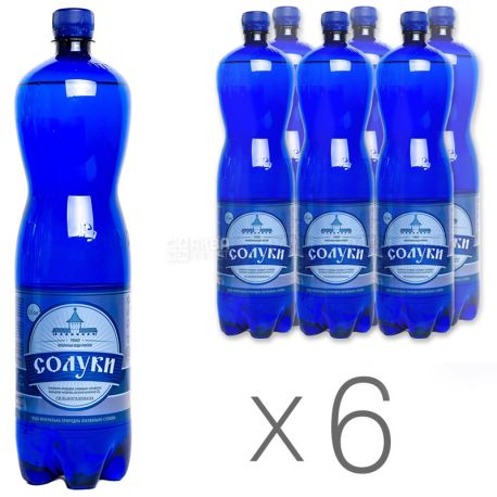Солуки, 1,5 л, Упаковка 6 шт., Вода мінеральна сильногазована, ПЕТ