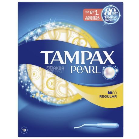 Tampax, Pearl Regular Duo, 18 шт., Тампони з аплікатором, 2 краплі