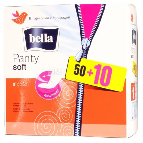 Bella Panty Soft, Panty liners, 1 drop, 50 + 10 pcs., Cardboard