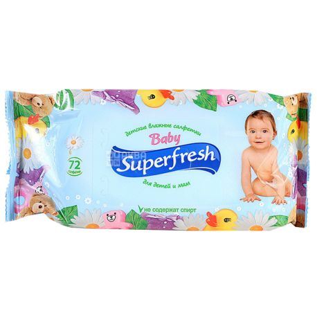 Superfresh Baby, 72 шт., Салфетки влажные Суперфреш, Детские, для ухода за кожей