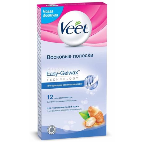 Veet, 12 pcs, Wax stripes for epilation, With vitamin E and oil