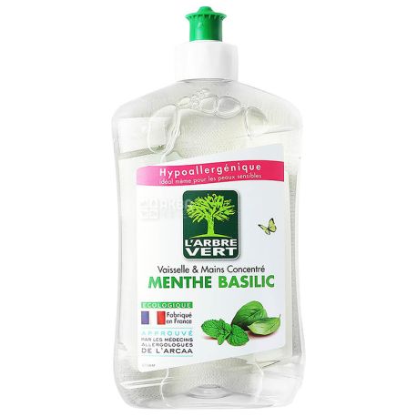 L'arbre Vert, Гель для миття посуду, М'ята і базилік, 500 мл