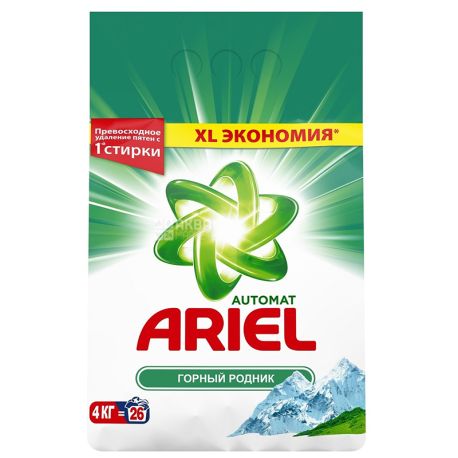 Ariel, 4 кг, Пральний порошок, Гірський джерело, Автомат