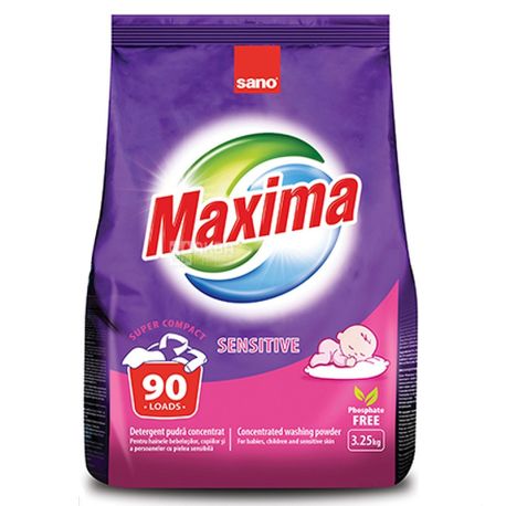 Sano Sensitive Bio, Washing powder for baby clothes automatic, 3.25 kg, m / s