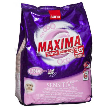 Sano Sensitive Bio, 1,25 кг, Дитячий пральний порошок, Концентрований, Автомат