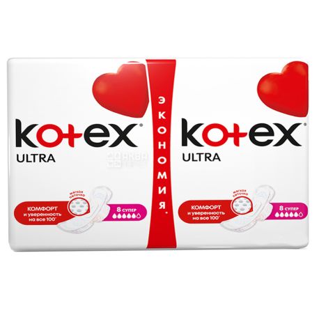 Kotex Ultra Dry Super, 16 шт., Гігієнічні прокладки, 5 крапель