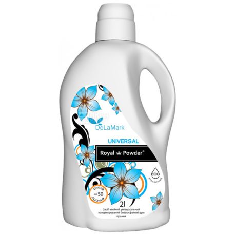 Royal Powder Universal, 2 л, Гель для стирки, Экологический концентрированный, универсальный