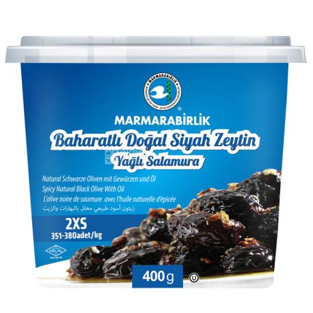 Marmarabirlik 2XS  Маслины вяленые черные со специями, 400 г, ПЭТ