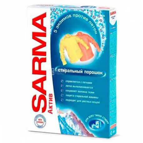 Sarma Актив, 400 г, Пральний порошок пральний, Гірська свіжість