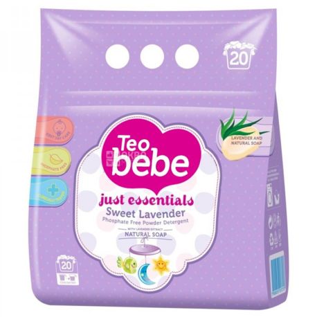 Teo bebe, 2,4 кг, Порошок пральний для дитячих речей, Лаванда