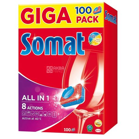 Somat All in 1, Dishwasher Tablets, 100 Pieces, Cardboard