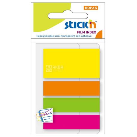 Hopax, Set of color indices, 3 + 1 * 25 sheets, 45 * 12mm, assorted, film