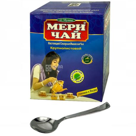 Meri Chai, 100г, Мери Чай, индийский, черный, крупнолистовой + ложка
