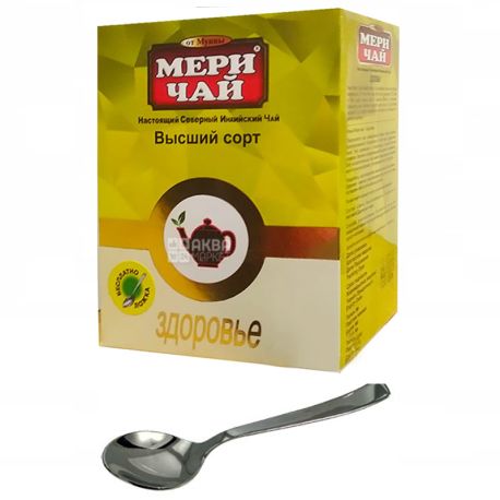 Mary Tea Health, Indian loose tea, a mixture of granules and Darjeeling + spoon, 100g, carton