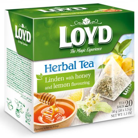 Loyd, Herbal Tea, 20 пак., Чай Лойд, Травяной с лимоном, липой и медом