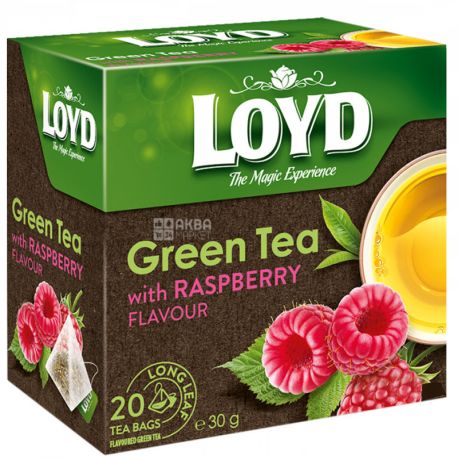 Loyd, Green tea with raspberry, 20 пак., Чай Лойд, Малина, зелений