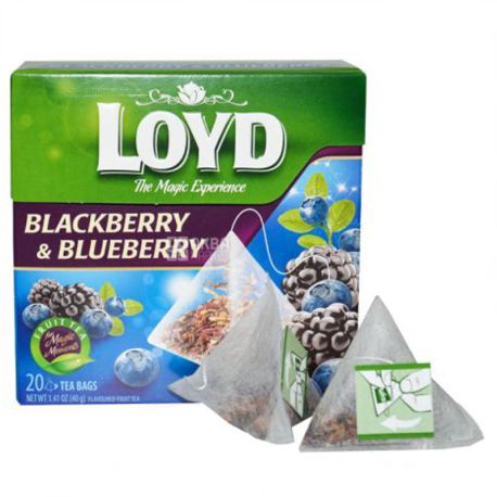  Loyd, Blackberry and Blueberry, 20 пак., Чай Лойд, Чорниця і Ожина, фруктовий