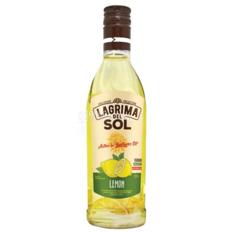 Lagrima del Sol, Масло подсолнечное с лимоном, 225г, стекло