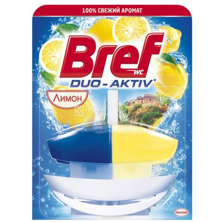 Block for toilet bowl Bref Duo-activ (Bref Duo-Aktiv) lemon, basket, 50 ml