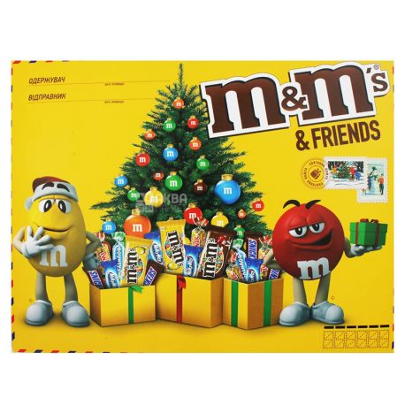 M&M's and friends Велика Бандероль, Набір цукерок новорічний, 329 г, картон
