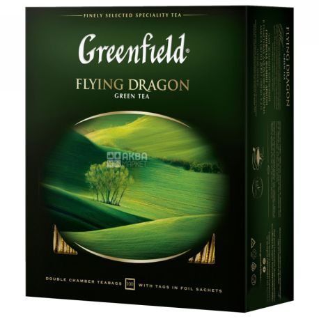 Greenfield, 100 pack., Green tea, Flying Dragon
