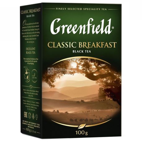 Greenfield, Classic Breakfast, 100 г, Чай Грінфілд, Класик брекфаст, чорний