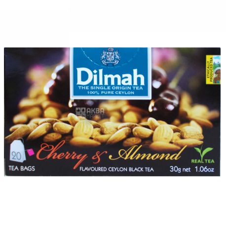 Dilmah, Cherry, Almond, 20 пак.,Чай Дилма, Вишня и миндаль, черный