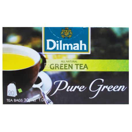  Dilmah, Pure Green, 20 пак., Чай Ділма, зелений