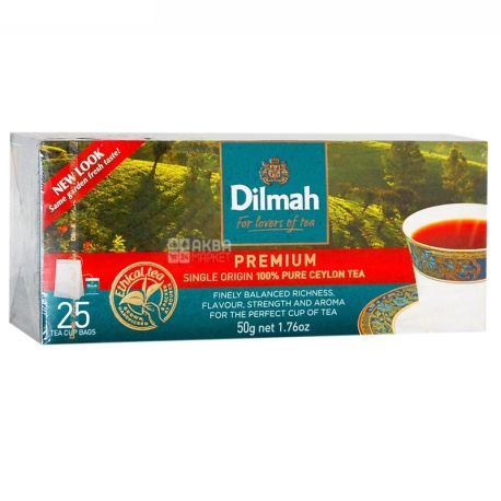 Dilmah, Premium, 25 пак., Чай Ділма, Преміум, чорний