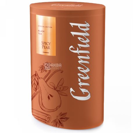 Greenfield, Spicy Pear, 100г, Чай Грінфілд, Спайси пеар, чорний зі спеціями і фруктами, ж/б