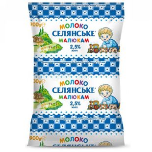Селянське, 0,9 л, Молоко дитяче, ультрапастеризоване, 2,5%