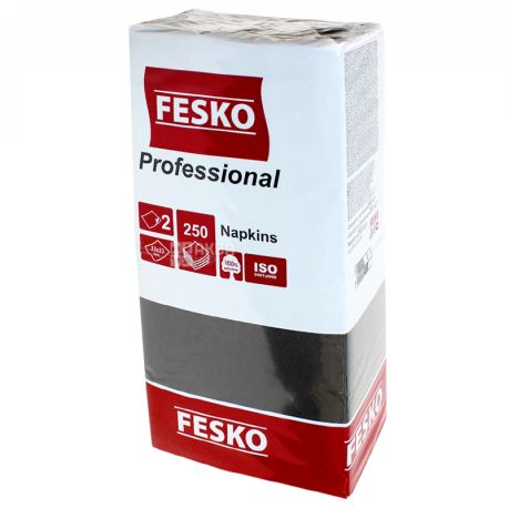 Fesko, 250 шт., Салфетки Феско, 2-х слойные, 33x33 см, черные