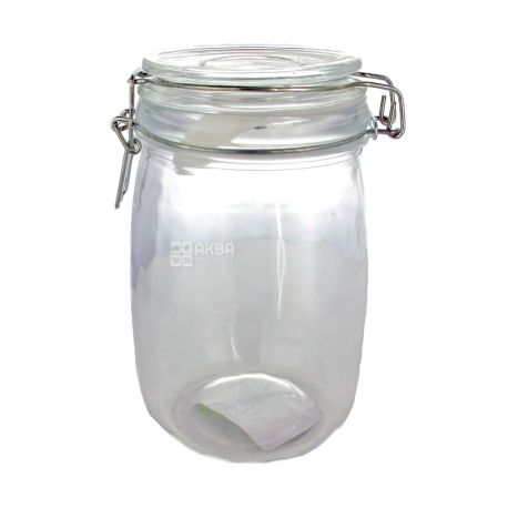 Glass jar with lid, drag lock, 1 l