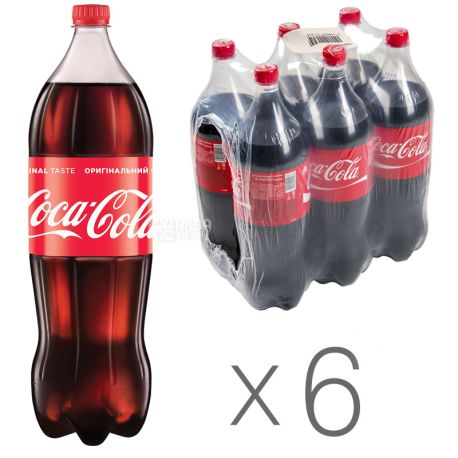 Coca-Cola, Упаковка 6 шт. по 2 л, Кока-Кола, Вода солодка, ПЕТ