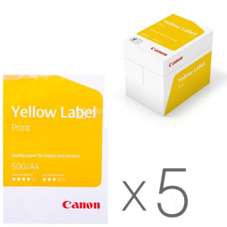 Canon Yellow Label Print, A4 white office paper, 80 g / m2, 500 l. * 5 pcs.