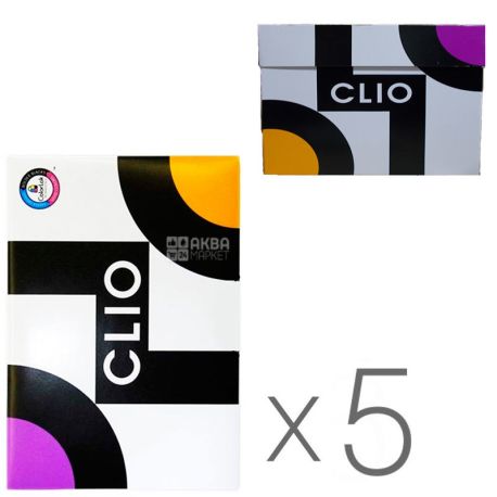 Clio, Упаковка 5 шт. х 500 аркушів, Папір офісний А4, клас С, 80 г/м2