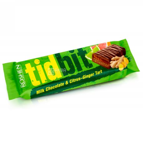 Roshen TidBit, Батончик шоколадный со вкусом имбирно-цитрусового тарта, 70г