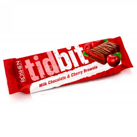 Roshen TidBit, Батончик шоколадний зі смаком вишневого Брауні, 50 г