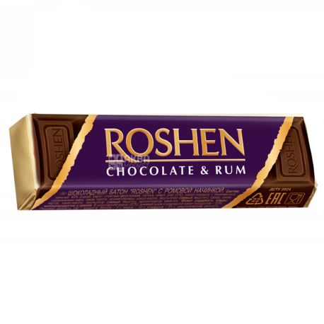 Roshen, 43 г, Батончик шоколадный с ромовой начинкой