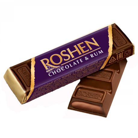 Roshen, 43 г, Батончик шоколадный с ромовой начинкой