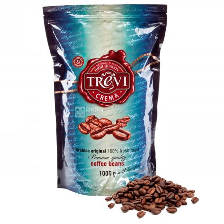 Trevi Crema, 1 кг, Кофе Треви Крема, средне-темной обжарки, в зернах 