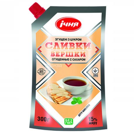 Echnya, condensed cream with sugar, 15%, 300 g, doy-pack